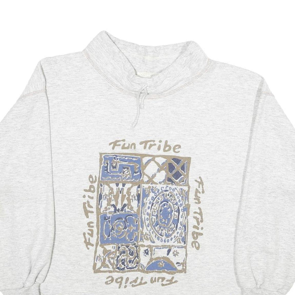 NEW FAST Mens Grey Fun Tribe Crew Neck M Cotton Blend Pullover Sweatshirt