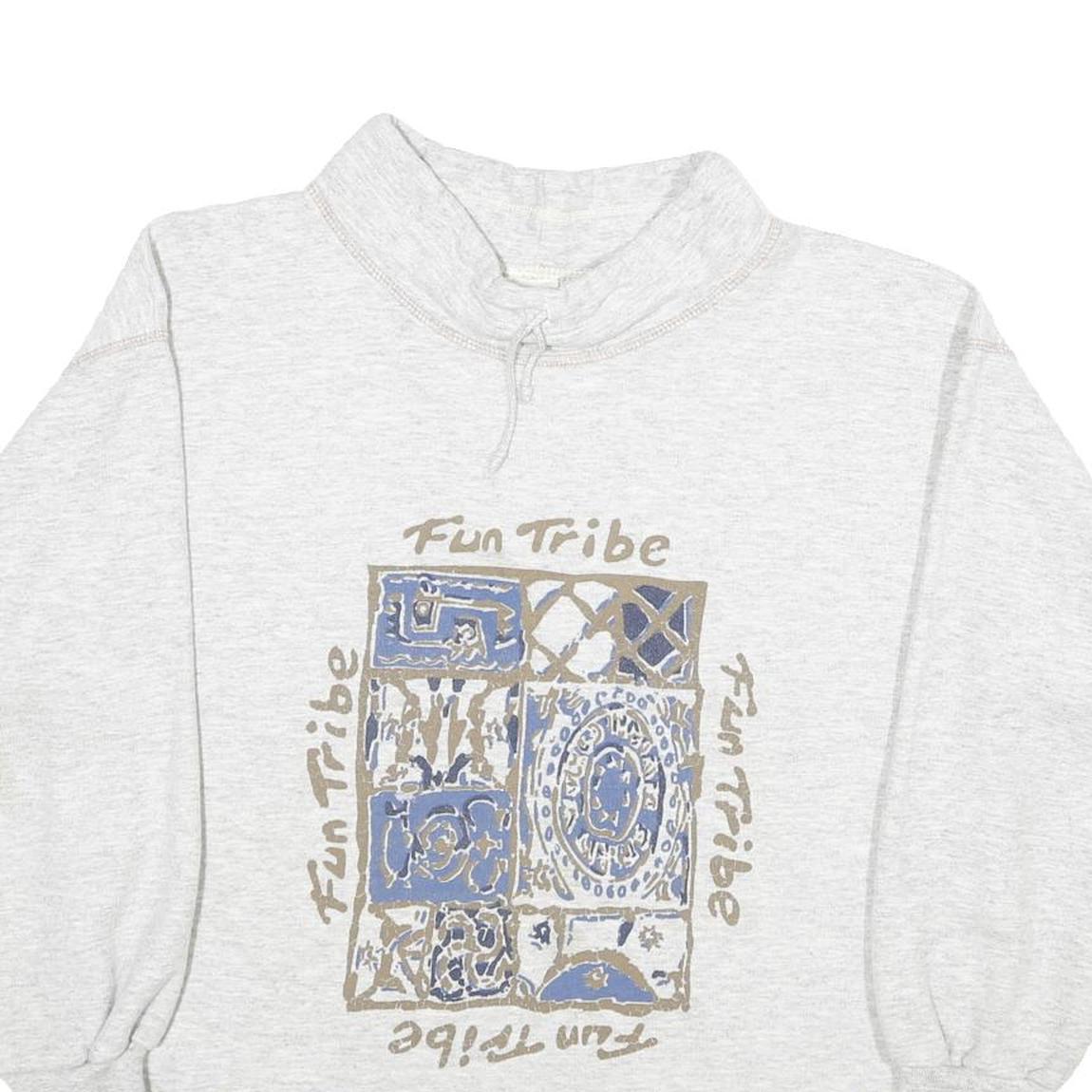 NEW FAST Mens Grey Fun Tribe Crew Neck M Cotton Blend Pullover Sweatshirt