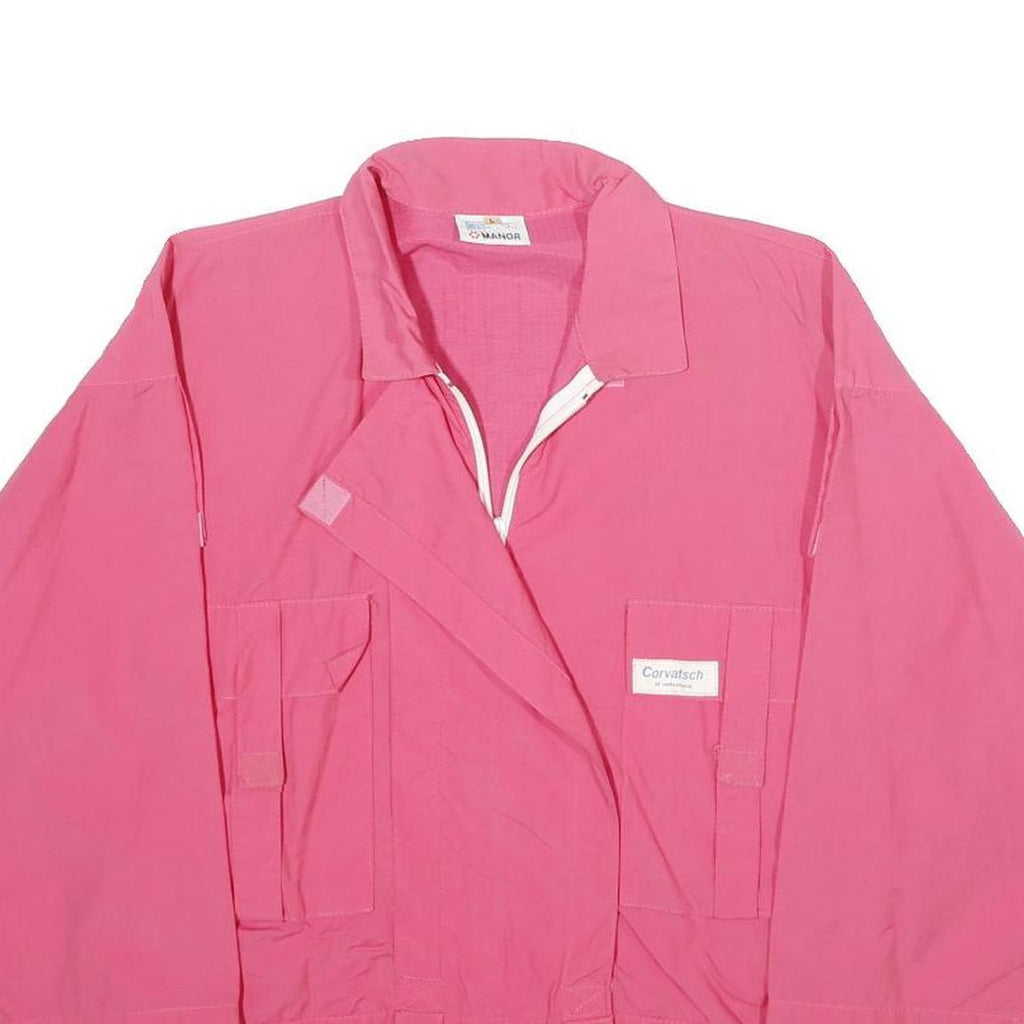 CREATION MANOR Womens Pink Jacket L Zip Plain Casual Lightweight