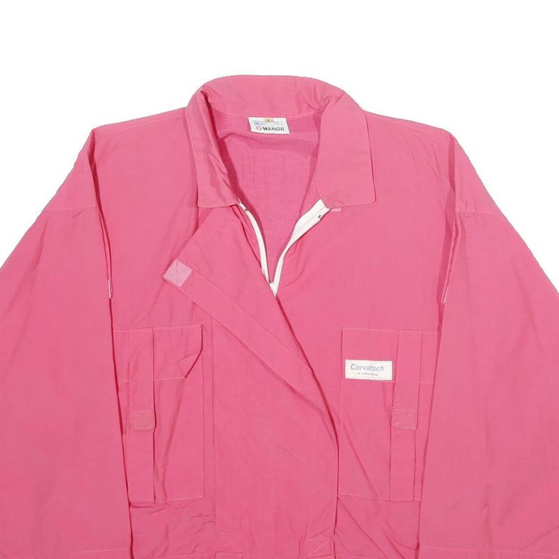 CREATION MANOR Womens Pink Jacket L Zip Plain Casual Lightweight