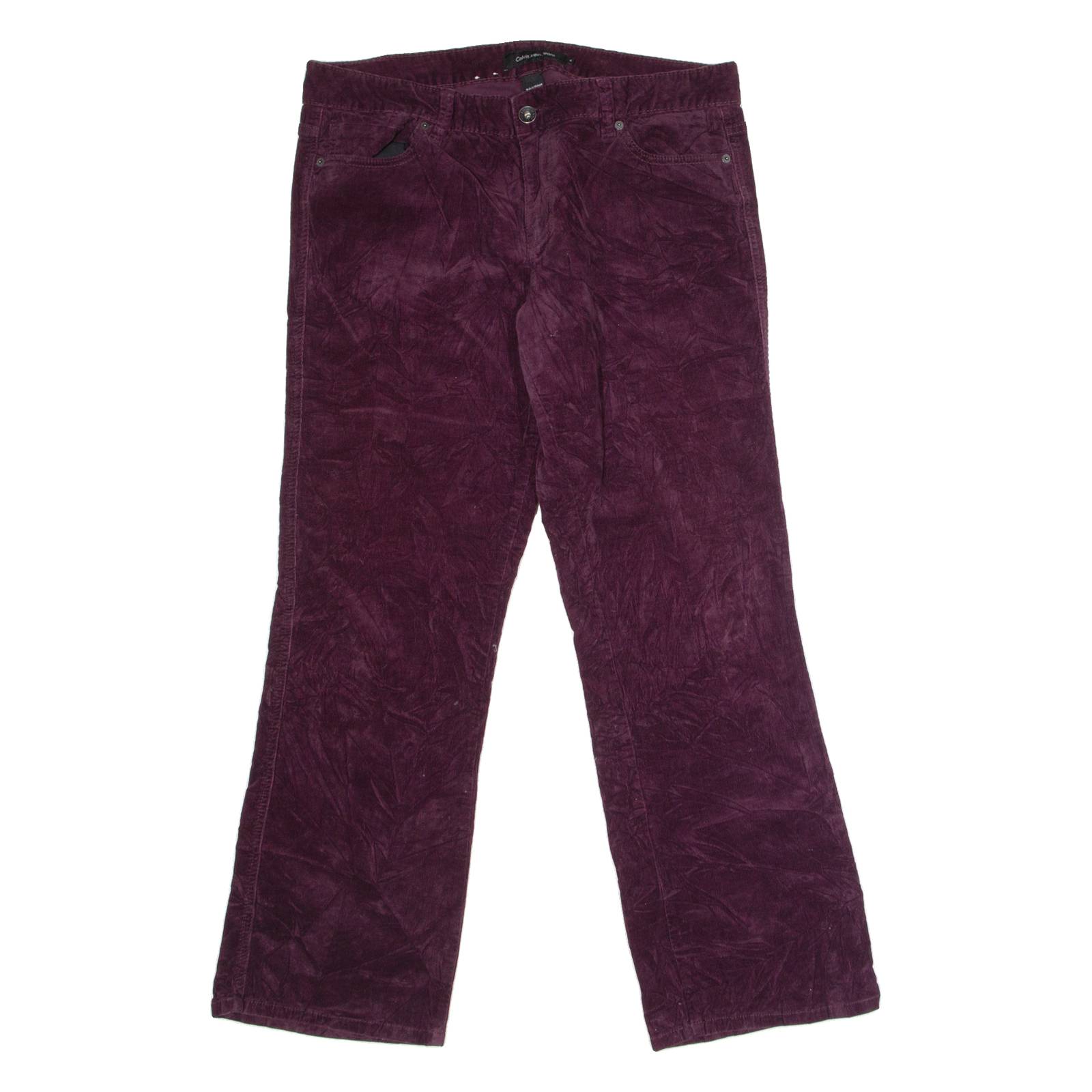 CALVIN KLEIN JEANS Womens Corduroy Trousers Purple Regular Flared W36 L31