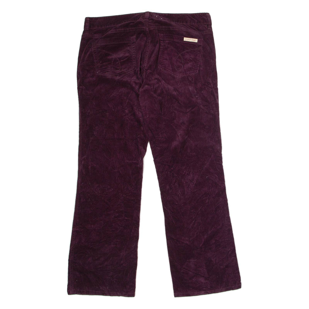 CALVIN KLEIN JEANS Womens Corduroy Trousers Purple Regular Flared W36 L31