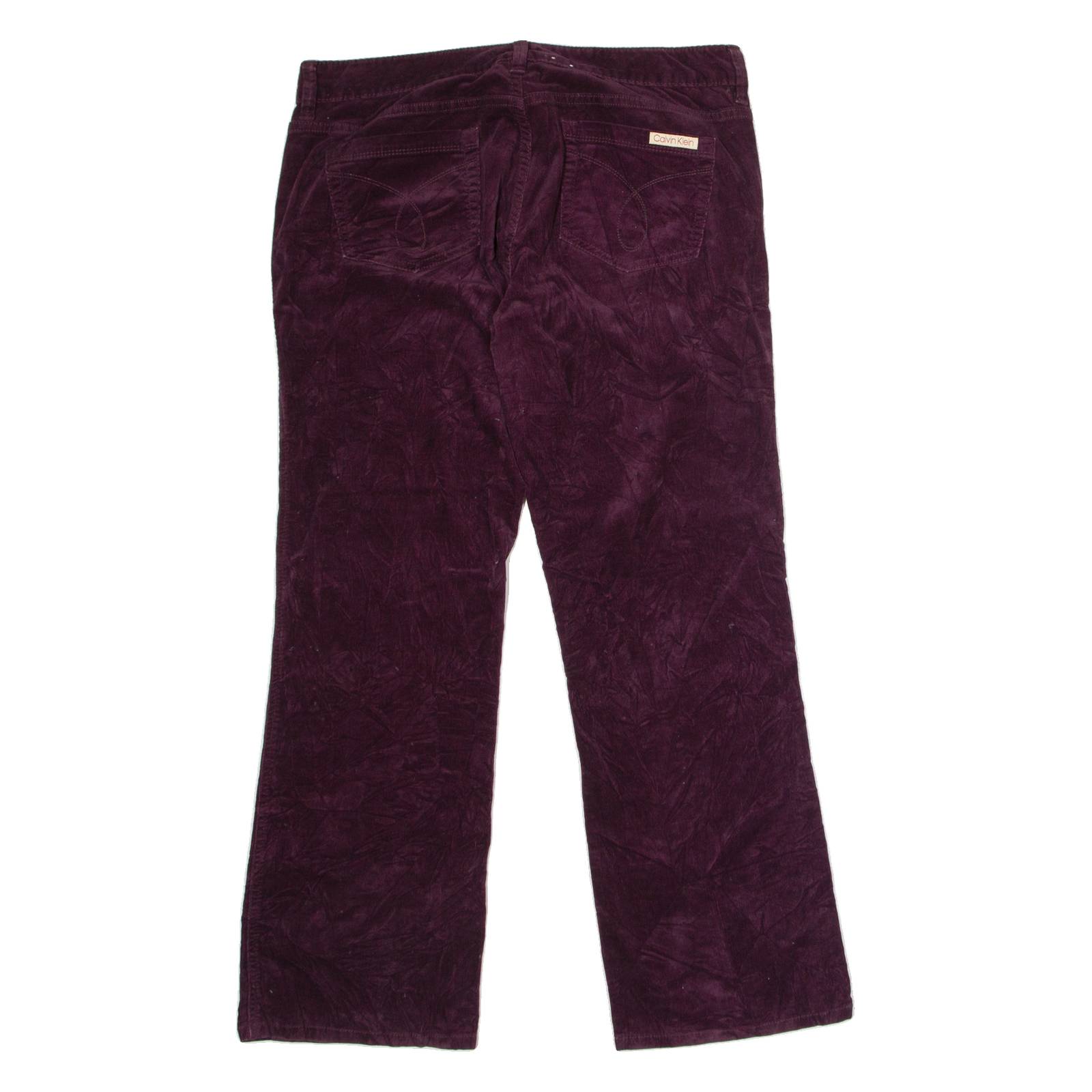 CALVIN KLEIN JEANS Womens Corduroy Trousers Purple Regular Flared W36 L31