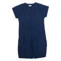 WHISTLES Oversized Womens Shift Dress Blue Short Sleeve Knee Length UK 4