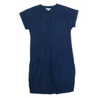 WHISTLES Oversized Womens Shift Dress Blue Short Sleeve Knee Length UK 4
