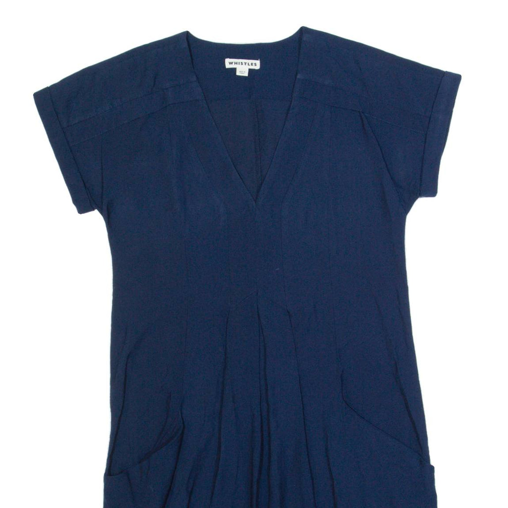 WHISTLES Oversized Womens Shift Dress Blue Short Sleeve Knee Length UK 4