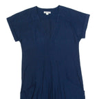 WHISTLES Oversized Womens Shift Dress Blue Short Sleeve Knee Length UK 4