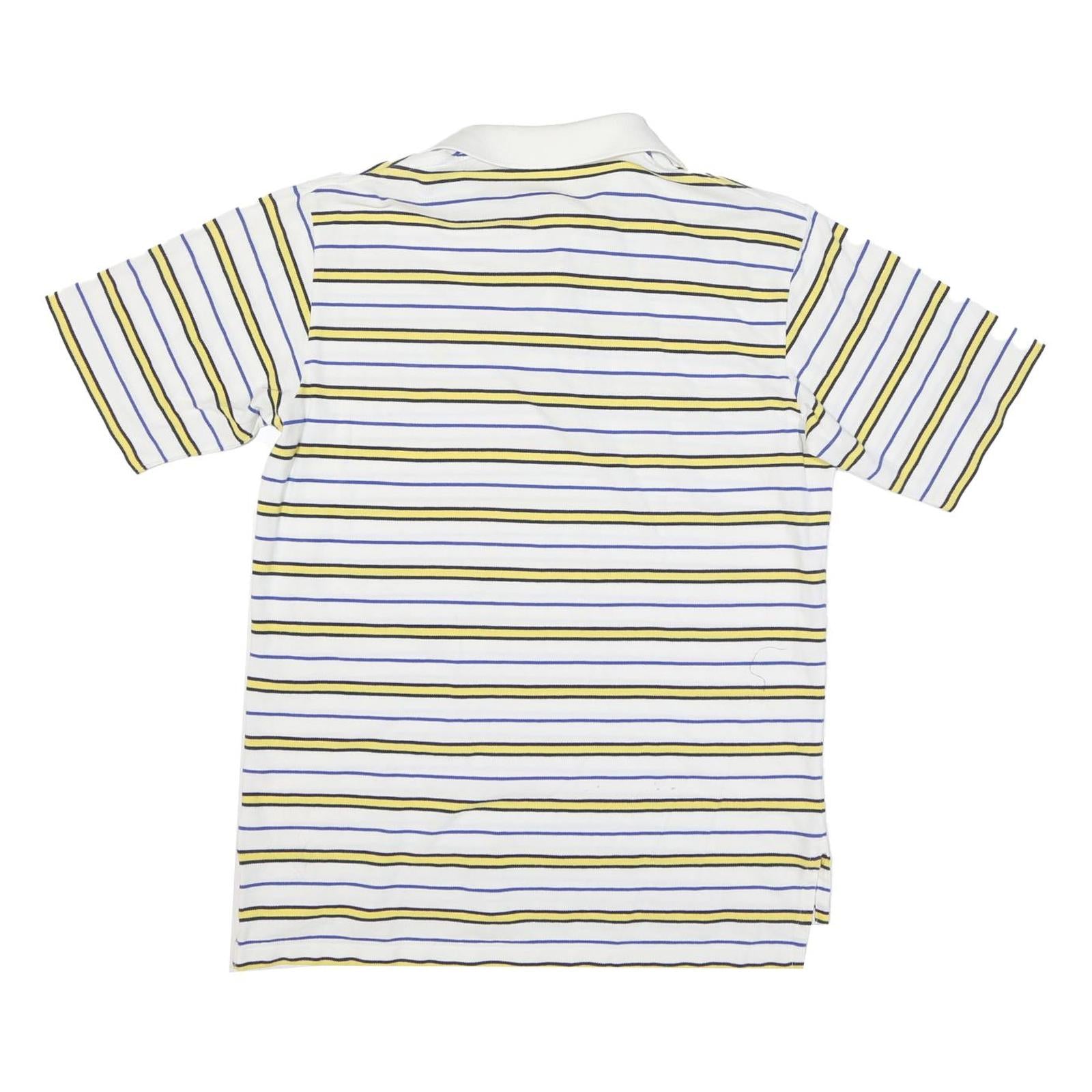 POLO RALPH LAUREN Mens White & Yellow Striped Short Sleeve Polo Shirt L Cotton