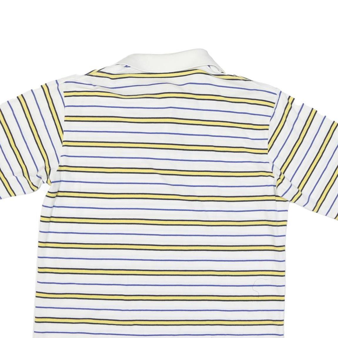 POLO RALPH LAUREN Mens White & Yellow Striped Short Sleeve Polo Shirt L Cotton