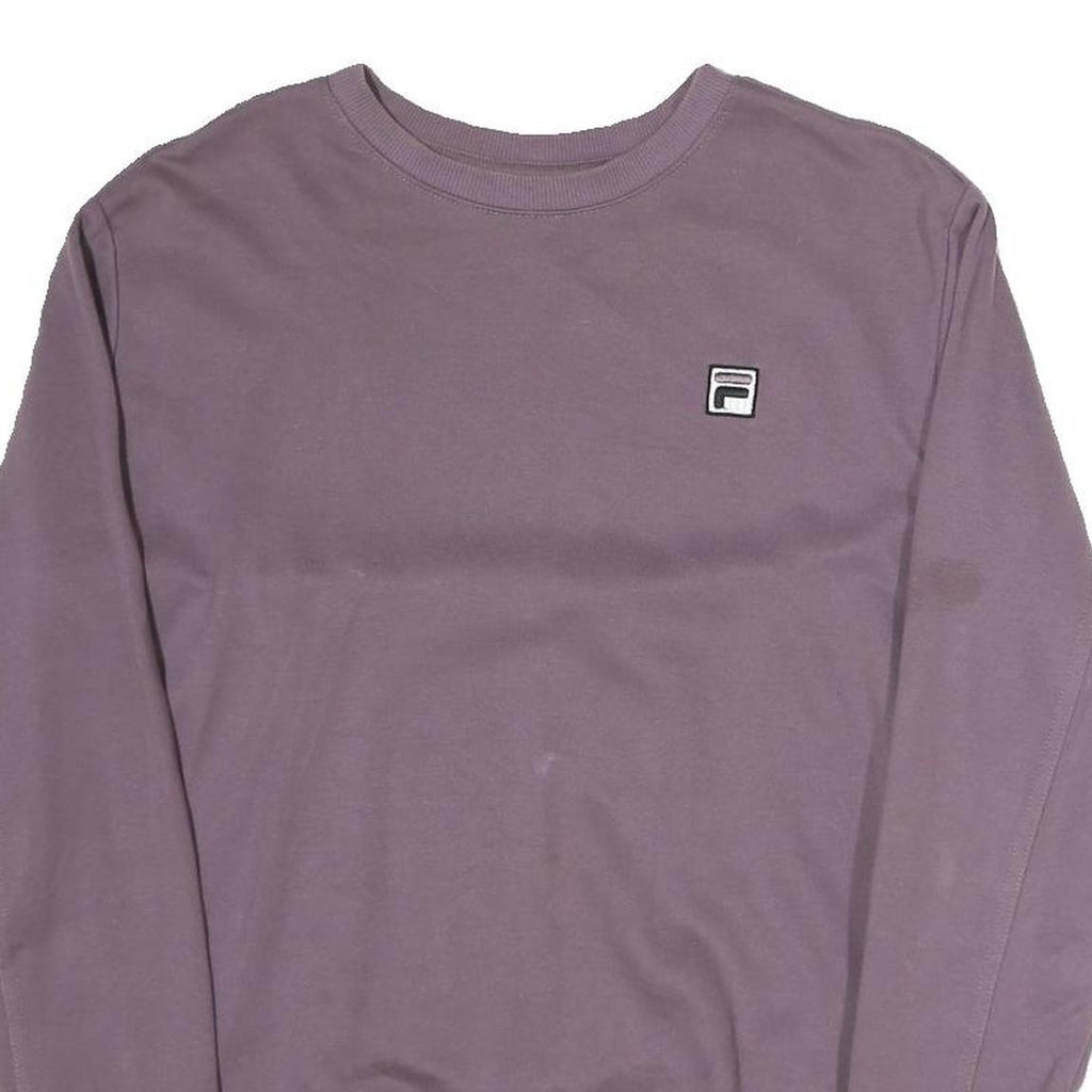 FILA Mens Purple Crew Neck M Cotton Sweatshirt Striped Ribbed Hem Cuffs