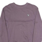 FILA Mens Purple Crew Neck M Cotton Sweatshirt Striped Ribbed Hem Cuffs