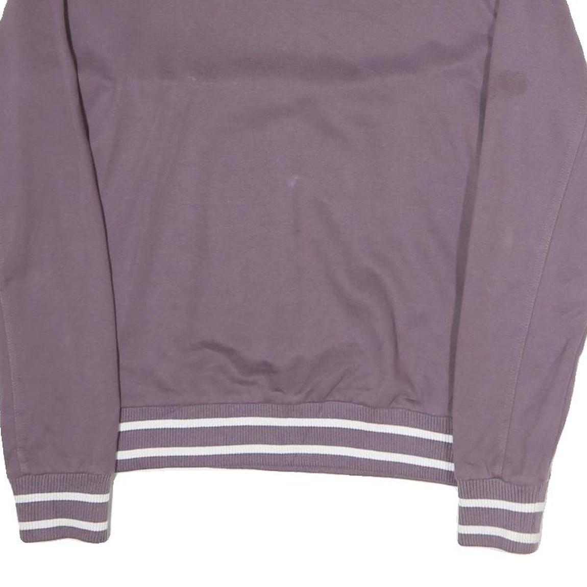 FILA Mens Purple Crew Neck M Cotton Sweatshirt Striped Ribbed Hem Cuffs