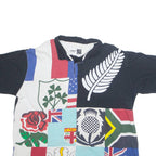 COTTON TRADERS RUGBY Mens Polo Shirt Black 90s Crazy Pattern 2XL