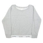 CALVIN KLEIN Womens Grey Cotton Blend Crew Neck L Logo Hem Sweatshirt