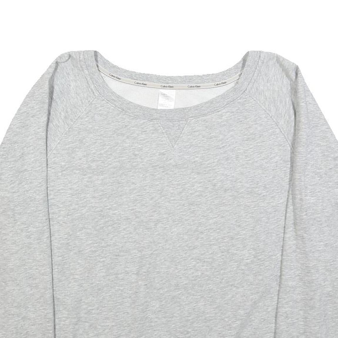 CALVIN KLEIN Womens Grey Cotton Blend Crew Neck L Logo Hem Sweatshirt
