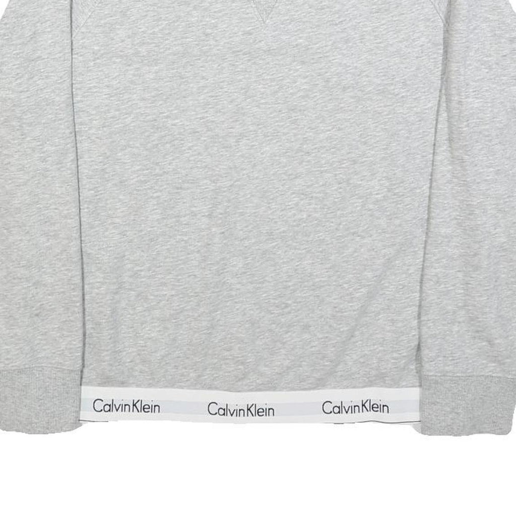 CALVIN KLEIN Womens Grey Cotton Blend Crew Neck L Logo Hem Sweatshirt