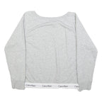 CALVIN KLEIN Womens Grey Cotton Blend Crew Neck L Logo Hem Sweatshirt