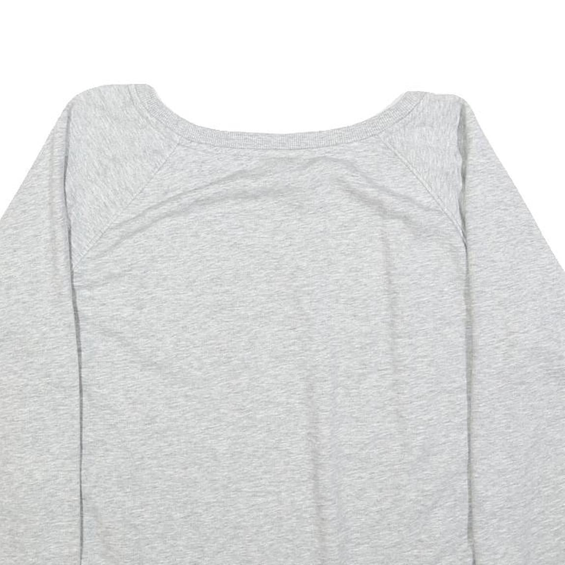 CALVIN KLEIN Womens Grey Cotton Blend Crew Neck L Logo Hem Sweatshirt