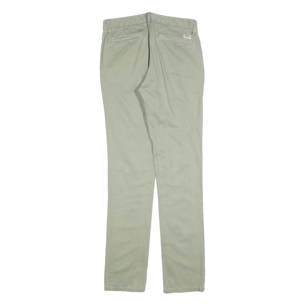 TIMBERLAND Mens Cotton Blend Slim Straight Trousers Sage Green W30 L32 Casual