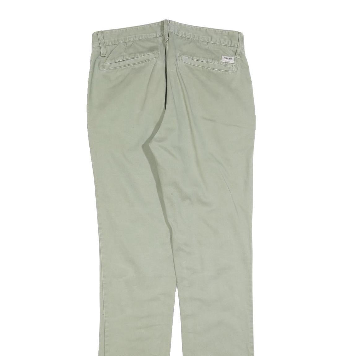 TIMBERLAND Mens Cotton Blend Slim Straight Trousers Sage Green W30 L32 Casual