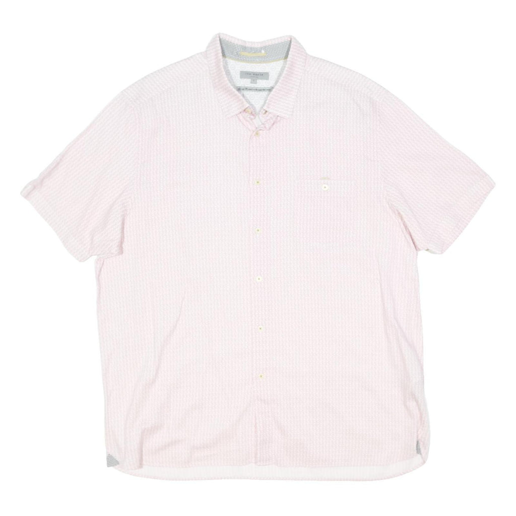 TED BAKER Mens Pink & White Cotton Blend Short Sleeve Shirt L Casual Smart