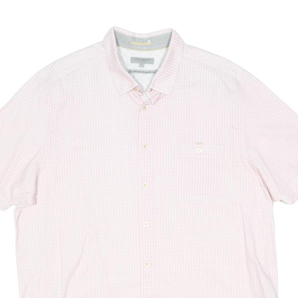 TED BAKER Mens Pink & White Cotton Blend Short Sleeve Shirt L Casual Smart