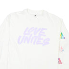 ADIDAS Womens White Love Unites Graphic T-Shirt S Long Sleeve Crew Neck