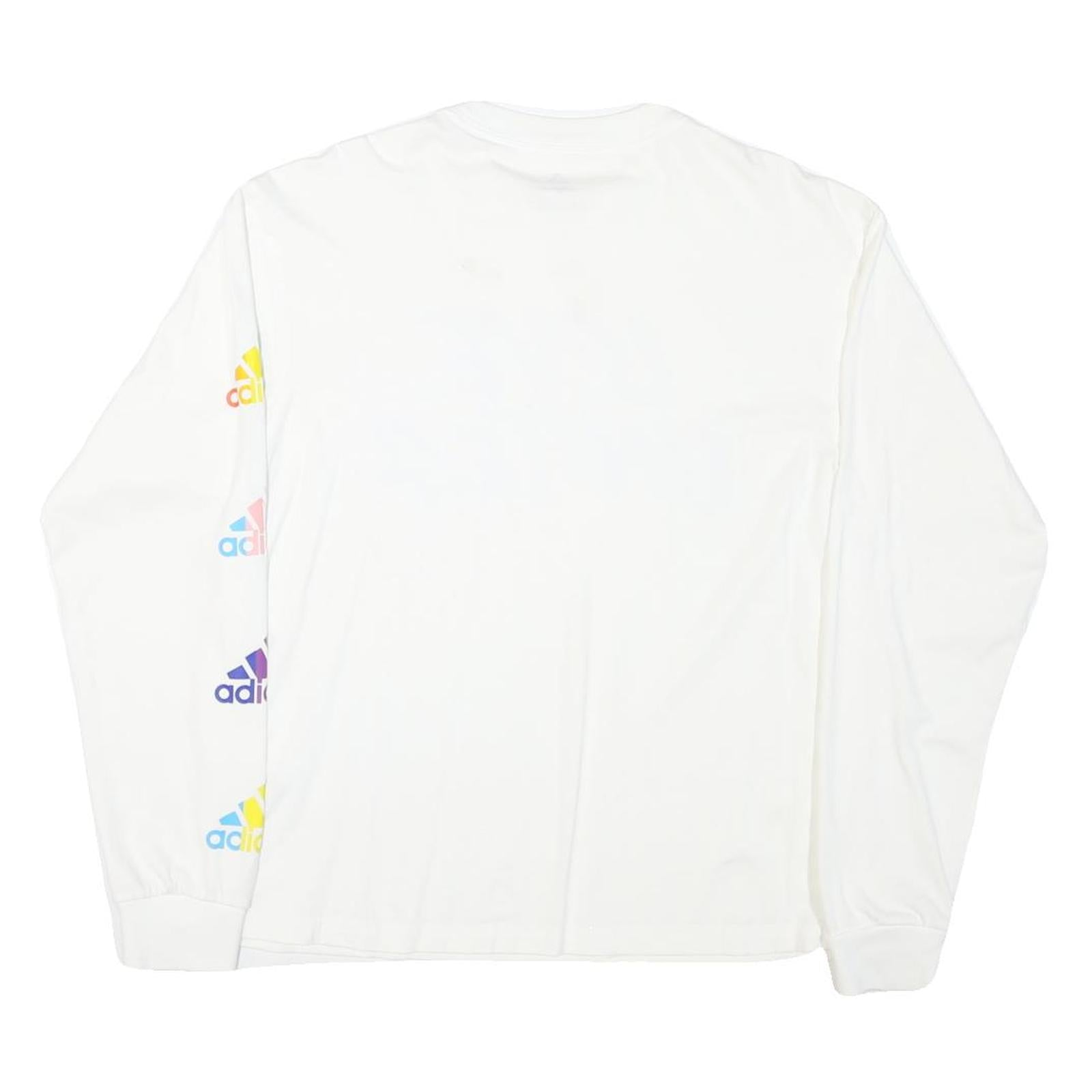 ADIDAS Womens White Love Unites Graphic T-Shirt S Long Sleeve Crew Neck