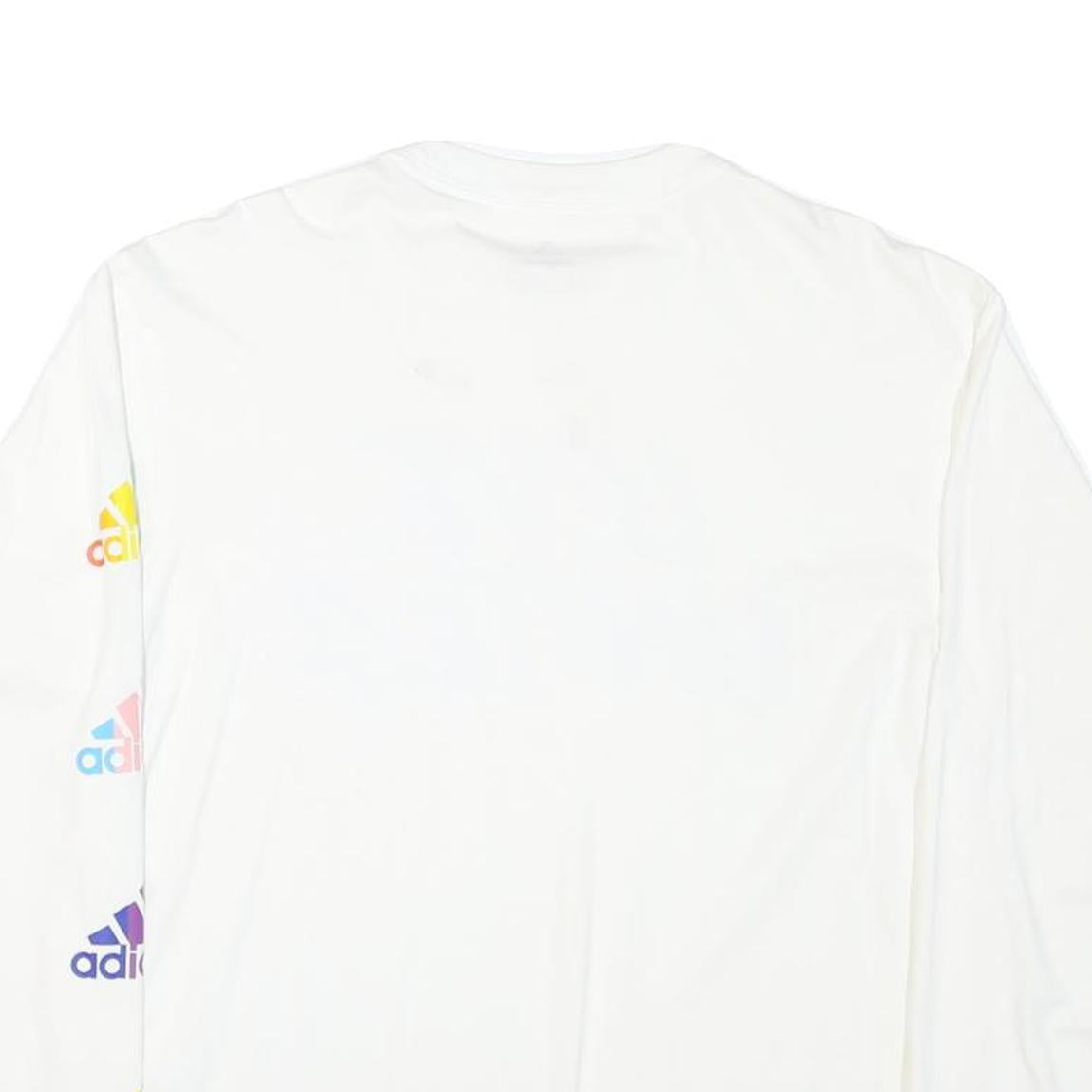 ADIDAS Womens White Love Unites Graphic T-Shirt S Long Sleeve Crew Neck