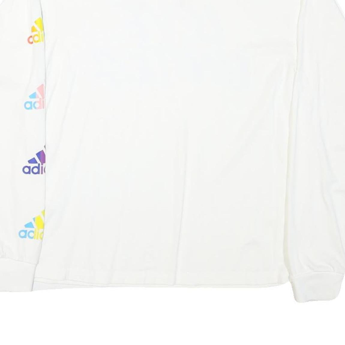 ADIDAS Womens White Love Unites Graphic T-Shirt S Long Sleeve Crew Neck