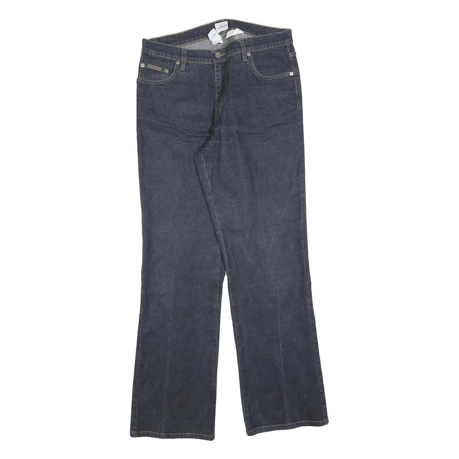 CALVIN KLEIN JEANS Womens Dark Blue Regular Straight Denim Rinse W30 L30 Zip