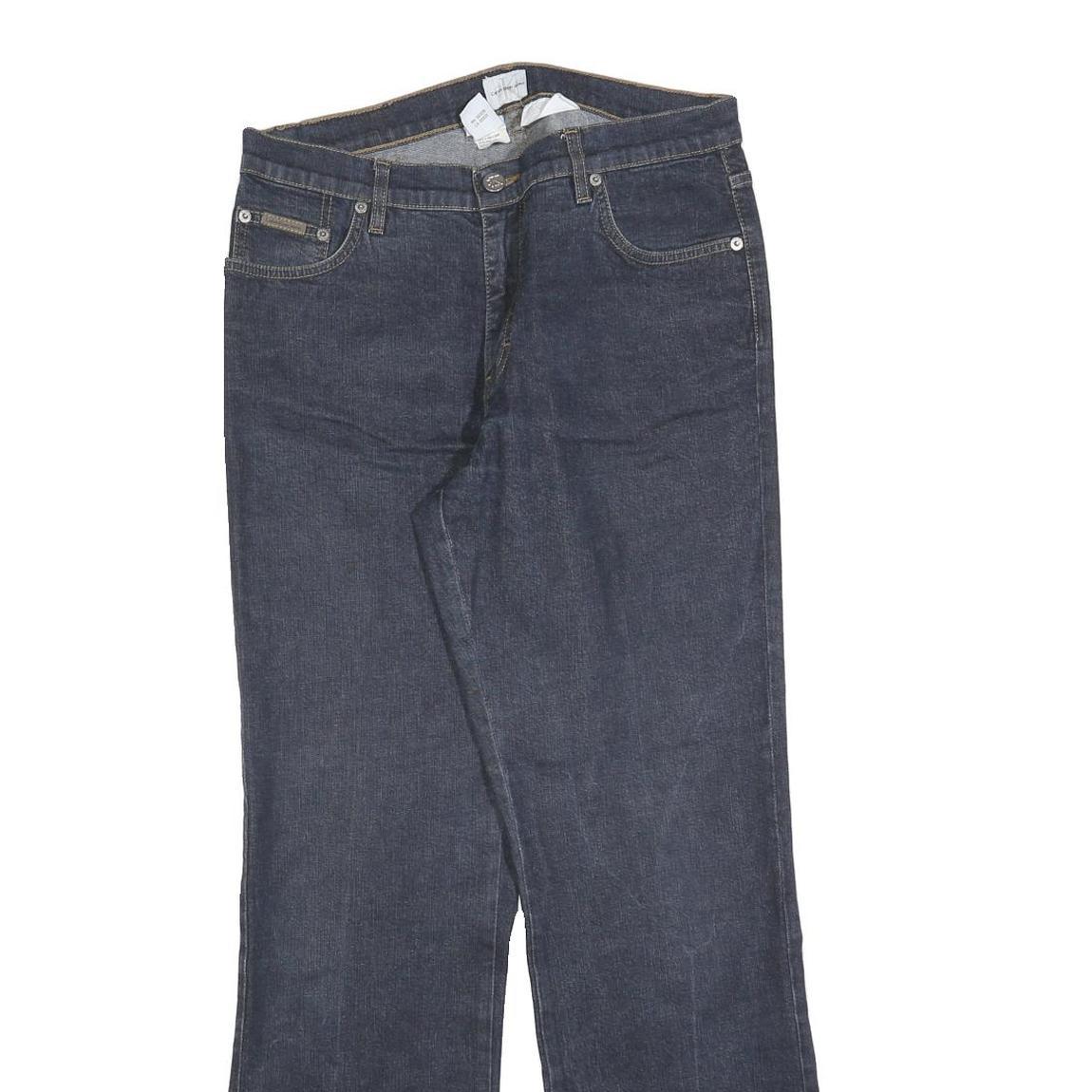 CALVIN KLEIN JEANS Womens Dark Blue Regular Straight Denim Rinse W30 L30 Zip