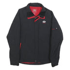 DICKIES Mens Black & Red Zip Jacket XS Polyester Blend Plain Workwear Style