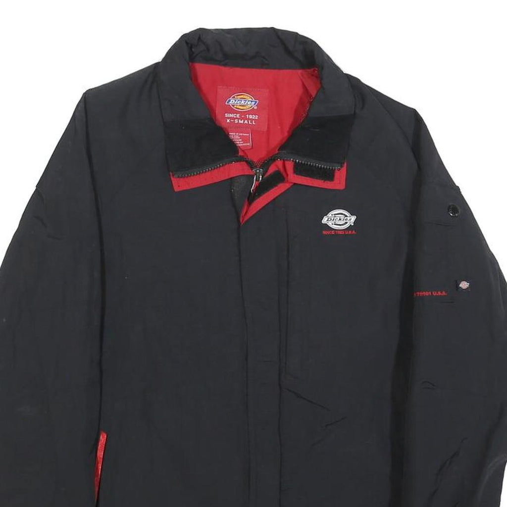 DICKIES Mens Black & Red Zip Jacket XS Polyester Blend Plain Workwear Style