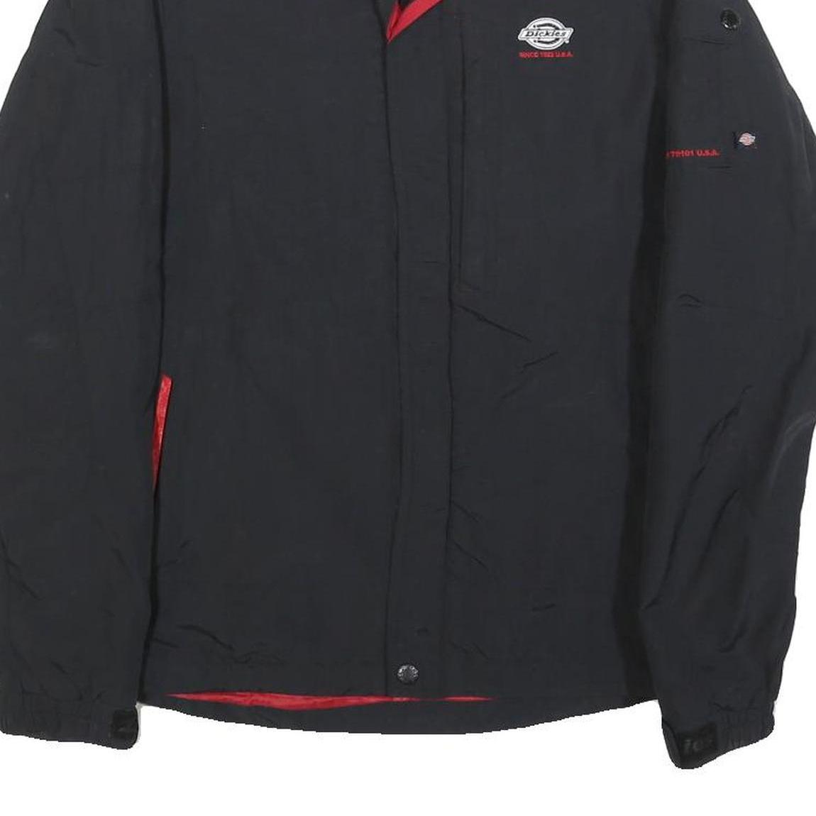 DICKIES Mens Black & Red Zip Jacket XS Polyester Blend Plain Workwear Style