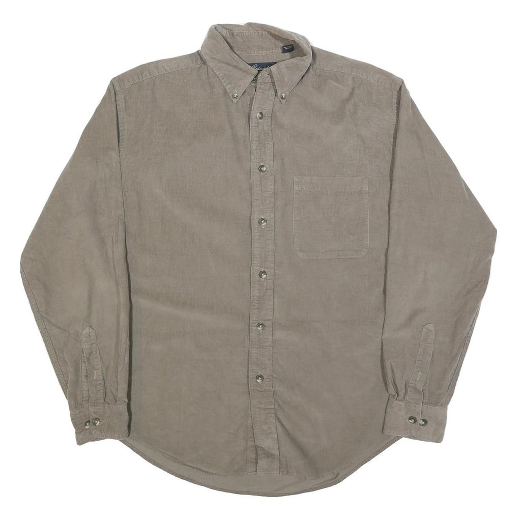 CASUALS Mens Beige Cotton Blend Button Down Shirt M Classic Fit Casual Wear