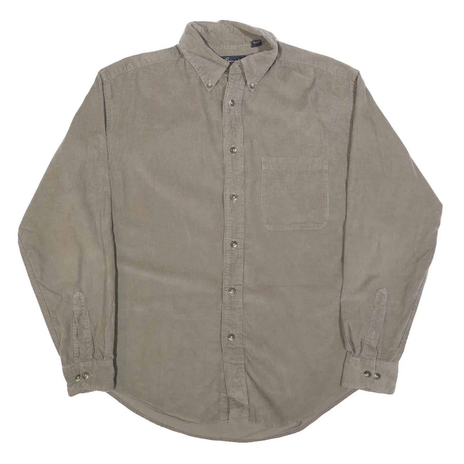 CASUALS Mens Beige Cotton Blend Button Down Shirt M Classic Fit Casual Wear