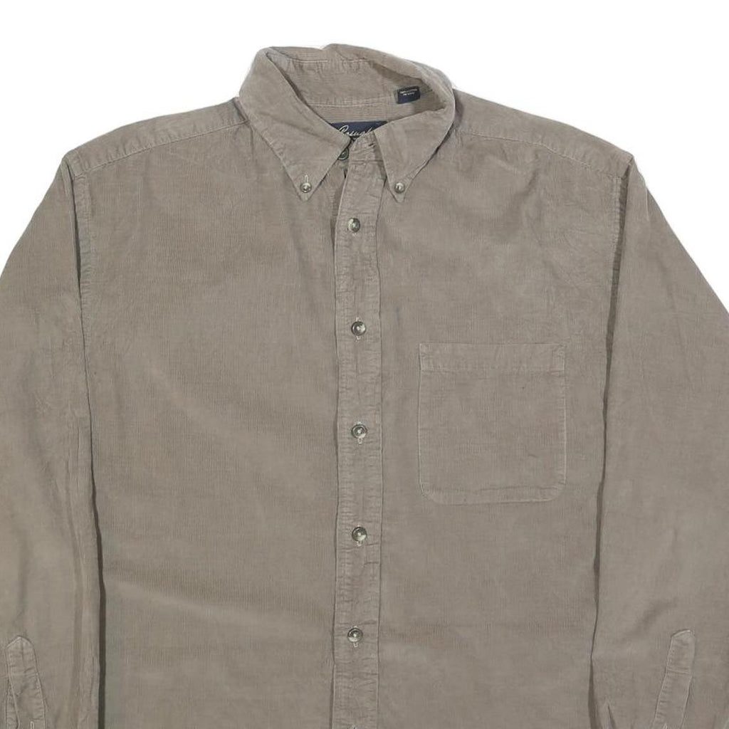 CASUALS Mens Beige Cotton Blend Button Down Shirt M Classic Fit Casual Wear