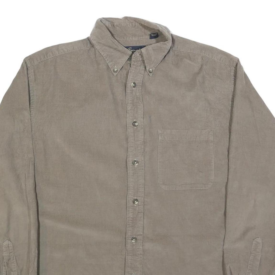 CASUALS Mens Beige Cotton Blend Button Down Shirt M Classic Fit Casual Wear