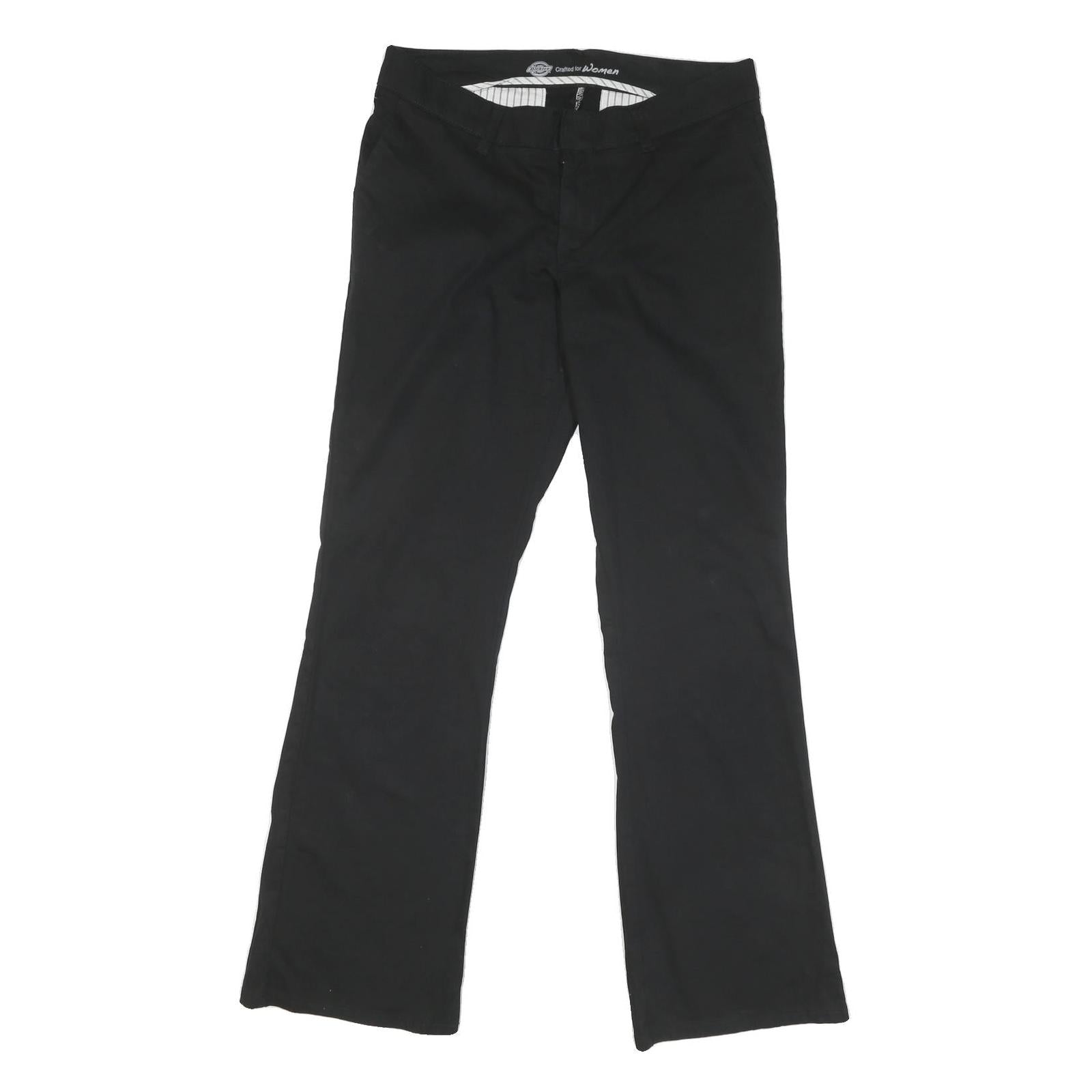 DICKIES Womens Cotton Blend Black Regular Fit Straight Trousers W34 L33 Workwear