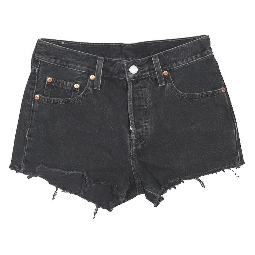 LEVI'S Womens Shorts Black Denim Cut-Off M W28 Distressed Hem Casual Style