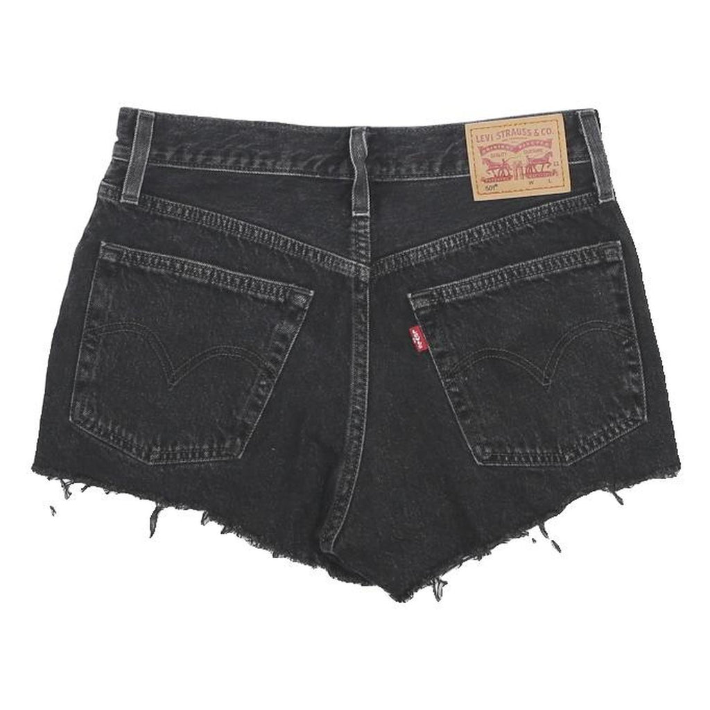 LEVI'S Womens Shorts Black Denim Cut-Off M W28 Distressed Hem Casual Style