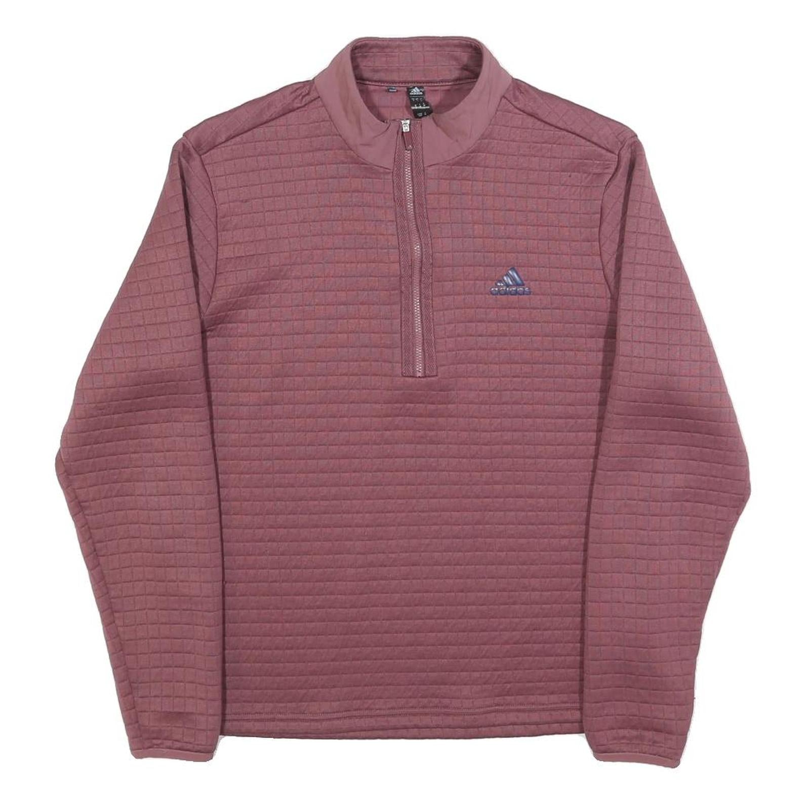 ADIDAS Womens Maroon 1/4 Zip Sweatshirt M Polyester Blend Quilted Texture