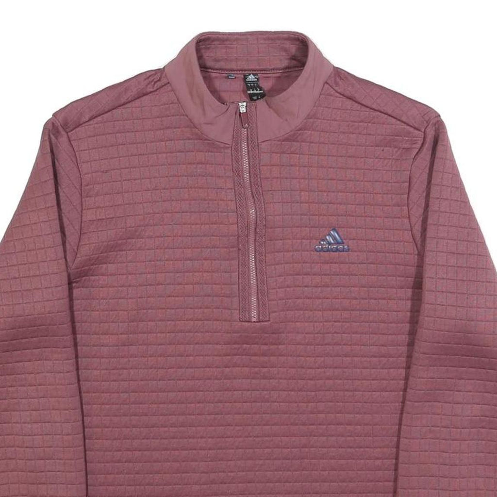 ADIDAS Womens Maroon 1/4 Zip Sweatshirt M Polyester Blend Quilted Texture