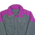 Mens Grey & Purple Classic Jacket L Polyester Blend Plain Zip Long Sleeve