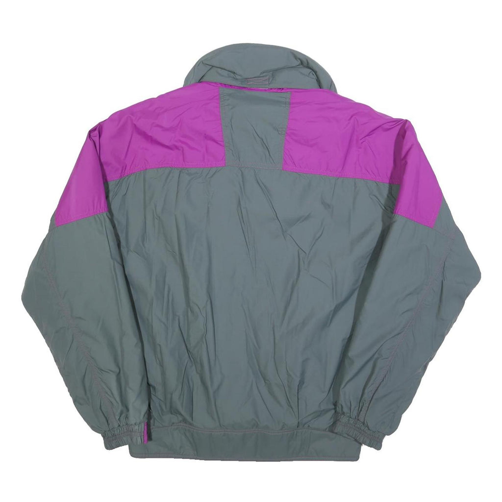 Mens Grey & Purple Classic Jacket L Polyester Blend Plain Zip Long Sleeve