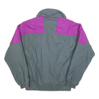 Mens Grey & Purple Classic Jacket L Polyester Blend Plain Zip Long Sleeve