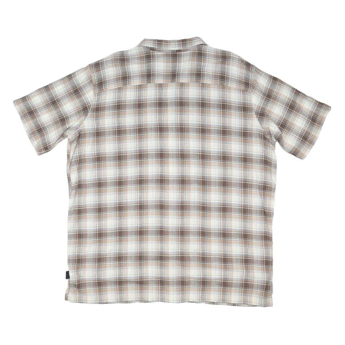 PATAGONIA Mens Brown & Cream Checked Shirt 2XL Cotton Blend Casual Summer