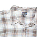 PATAGONIA Mens Brown & Cream Checked Shirt 2XL Cotton Blend Casual Summer