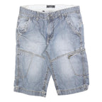 CANDA Mens Blue Denim Casual Shorts M W32 Cotton Blend Comfortable